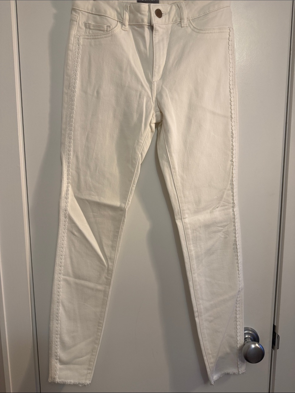 DL1961 Women's Florence Instasculpt Mid Rise White Skinny Fit Ankle Jean 25